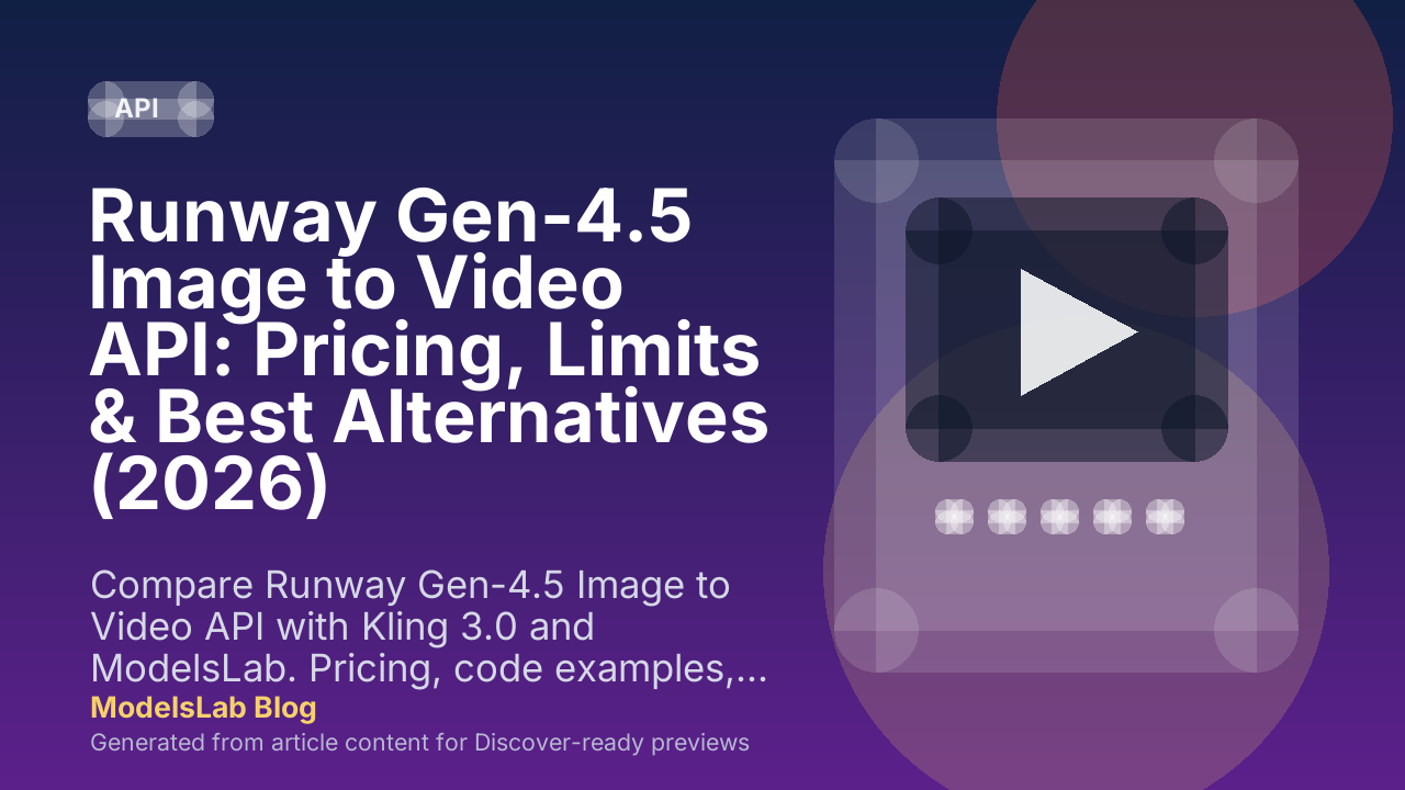 Runway Gen-4.5 Image to Video API: Pricing, Limits & Best Alternatives (2026)